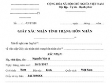 THỦ TỤC XIN GIẤY XÁC NHẬN TÌNH TRẠNG HÔN NHÂN